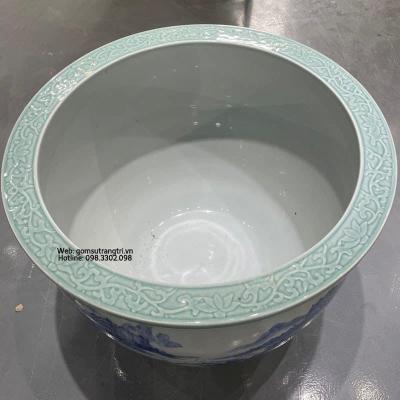 THỐNG SỨ MEN NGỌC HỌA TIẾT SƠN THỦY